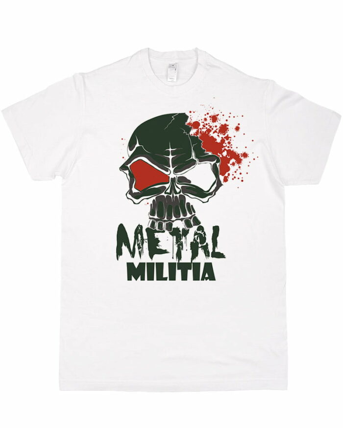 tshirt meski bialy premium metal militia