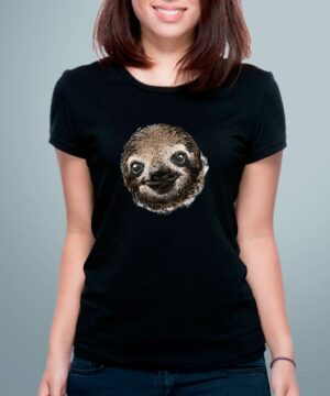 tshirt damski czarny leniwiec
