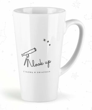 Kubek latte duży z grafiką teleskop Look up Z głową w gwiazdach