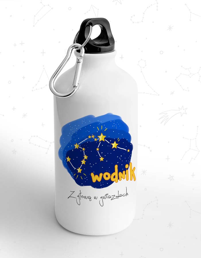 bidon-turystyczny-bialy-dla-dzieci-z-glowa-w-gwiazdach-wodnik Wodnik - obrazek 1