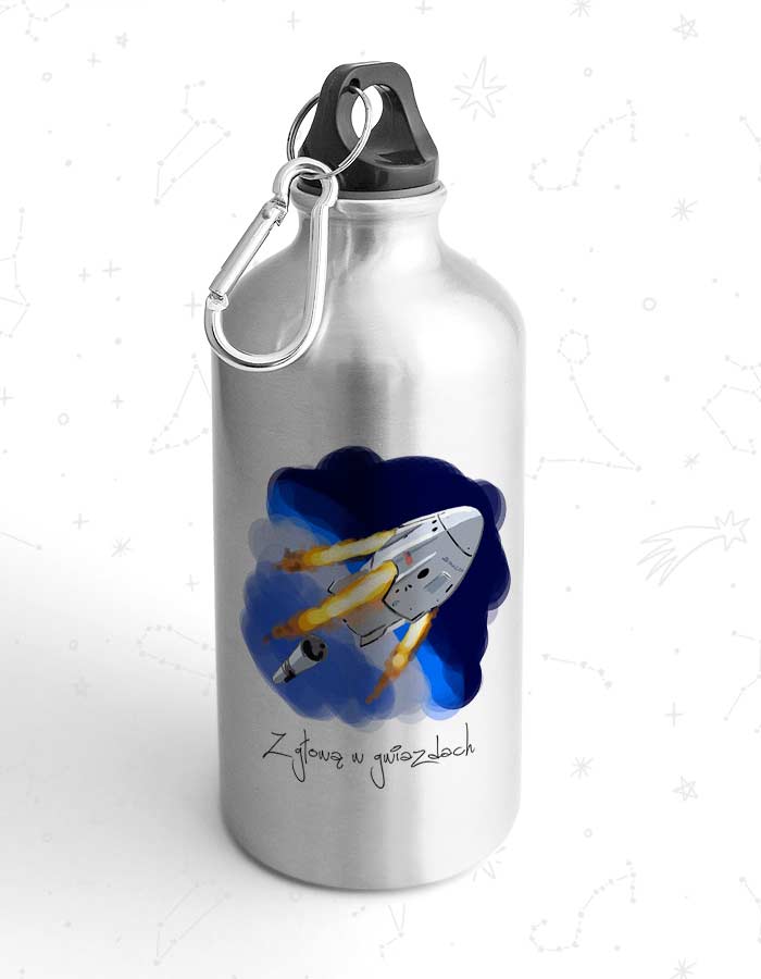 bidon-turystyczny-srebrny-dla-dzieci-z-glowa-w-gwiazdach-dragon SpaceX Dragon - obrazek 1