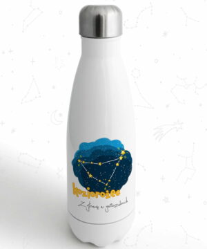 butelka termiczna metalowa na wode dla dzieci z glowa w gwiazdach koziorozec