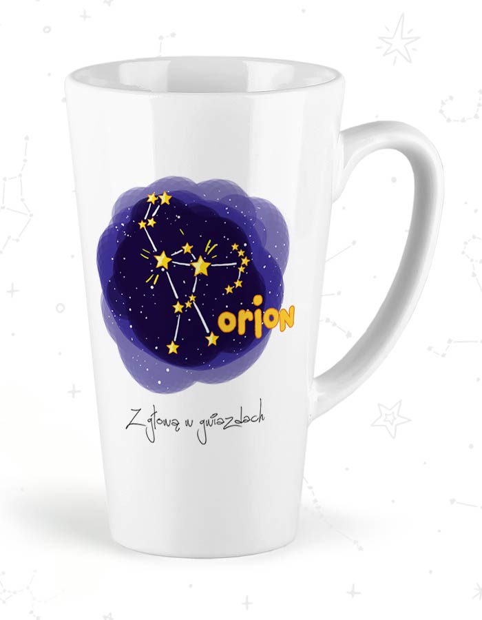kubek latte dla dzieci z glowa w gwiazdach orion