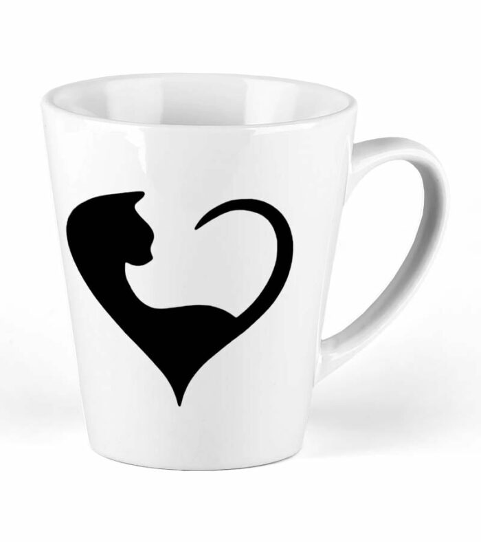 kubek ceramiczny latte bialy koty cats heart
