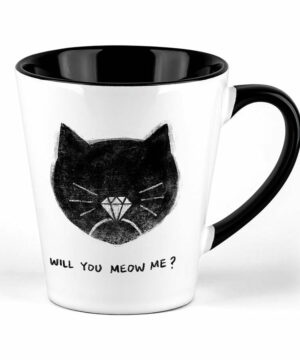 kubek ceramiczny latte czarny koty will you meow me