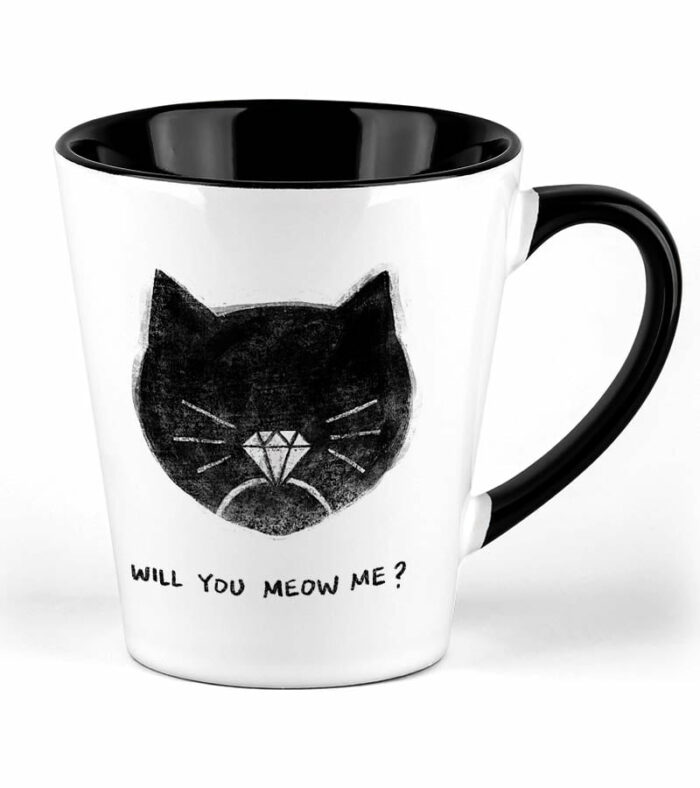 kubek ceramiczny latte czarny koty will you meow me
