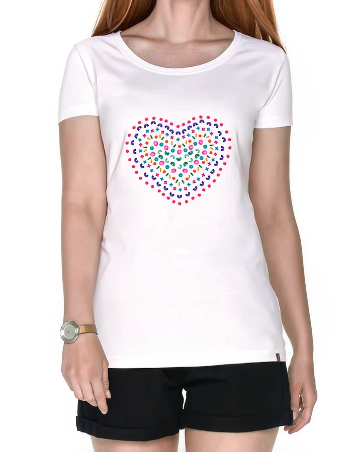 tshirt damski premium bialy dzien mamy mozaikowe serce