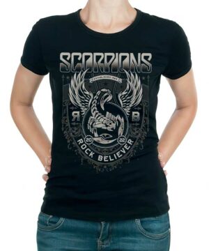 tshirt damski premium czarny scorpions rock believer ornaments 1
