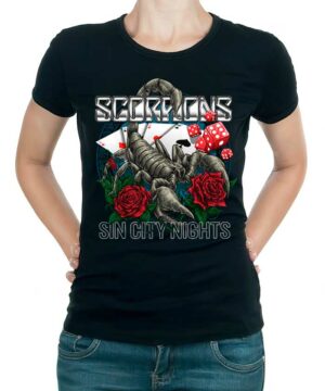 tshirt damski premium czarny scorpions sin city nights 1