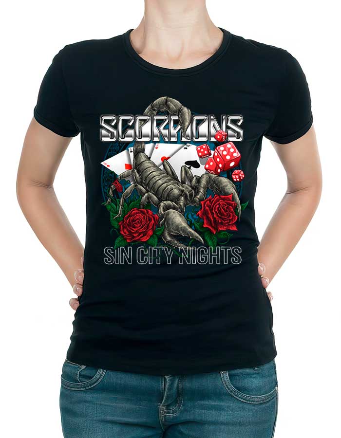 tshirt damski premium czarny scorpions sin city nights 1