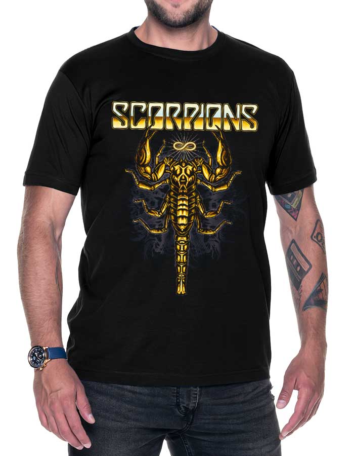 tshirt meski premium czarny scorpions gold 1