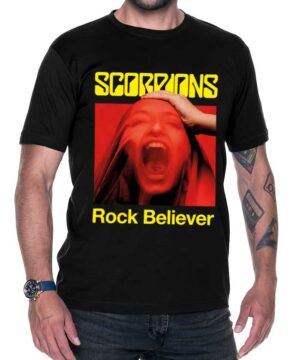 tshirt meski premium czarny scorpions rock believer cover 1