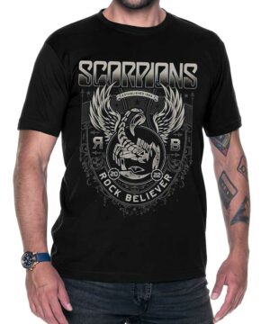 tshirt meski premium czarny scorpions rock believer ornaments 1