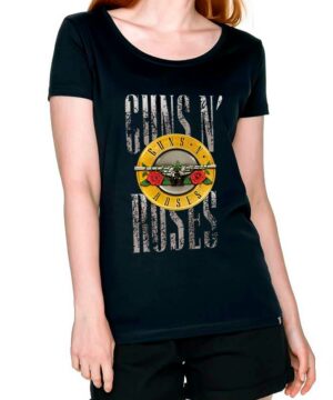 tshirt damski premium czarny guns and roses grunge