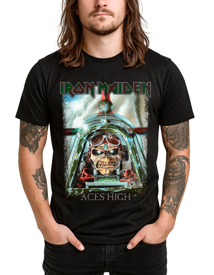 tshirt-meski-czarny-iron-maiden-aces-high IRON MAIDEN "Aces High" - obrazek 1