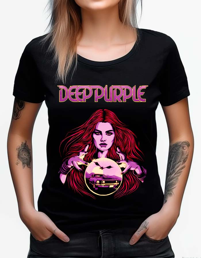 tshirt damski premium czarny deep purple fortune teller