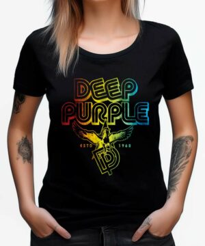 tshirt damski premium czarny deep purple pegasus