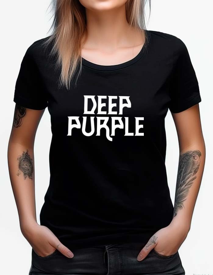 tshirt damski premium czarny deep purple tour2022 1
