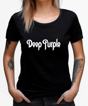 tshirt damski premium czarny deep purple white sign 1