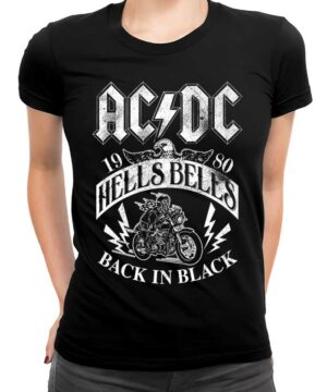 tshirt damski czarny acdc hells bells 1980