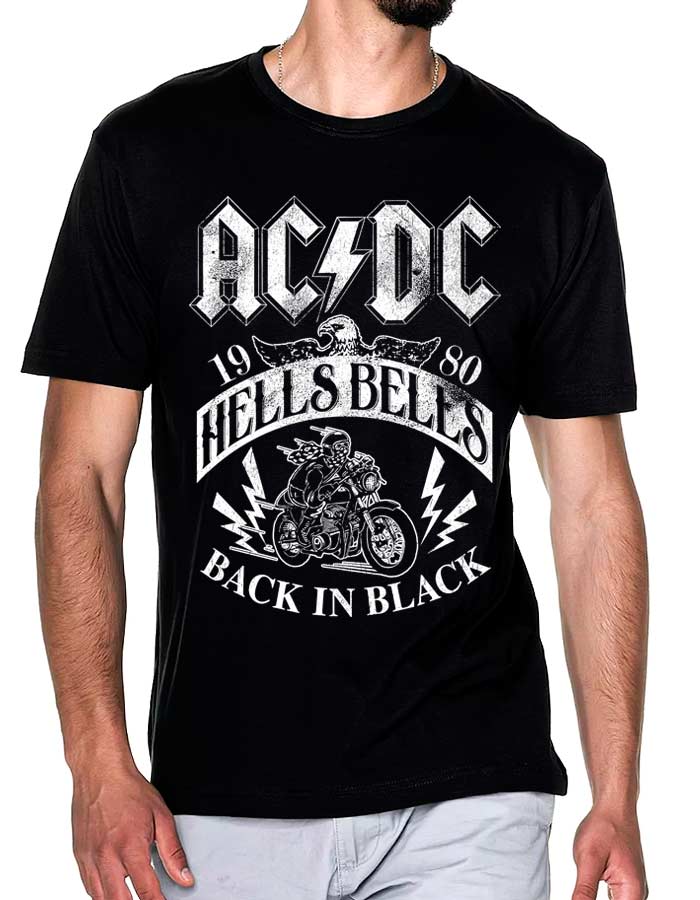 tshirt meski czarny acdc hells bells 1980
