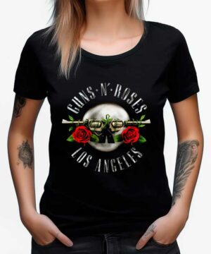 tshirt muzyczny damski czarny guns and roses los angeles
