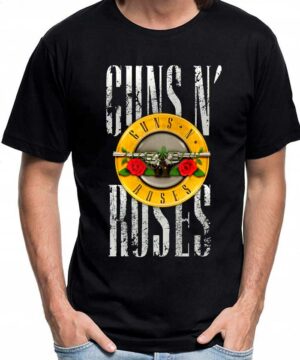 tshirt muzyczny meski czarny guns and roses grunge sign