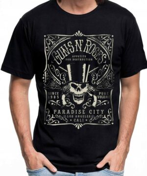 tshirt muzyczny meski czarny guns and roses paradise city label