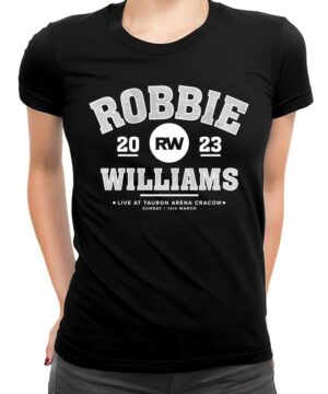 robbie williams tshirt koncertowy damski czarny live cracow