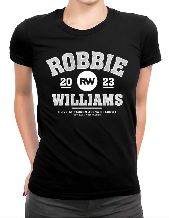 robbie williams tshirt koncertowy damski czarny live cracow