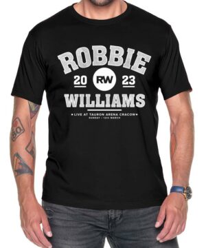 robbie williams tshirt koncertowy meski czarny live cracow