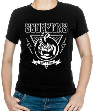 tshirt damski premium czarny scorpions est1965