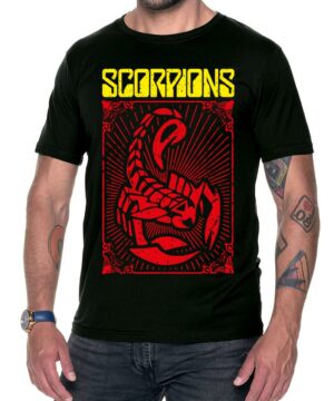 tshirt meski premium czarny scorpions flag