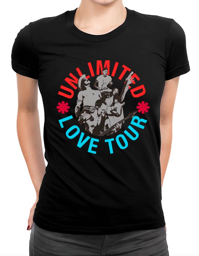 tshirt koncertowy damski czarny red hot chili peppers unlimited love tour