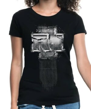 rammstein tshirt damski koncertowy czarny broken logo
