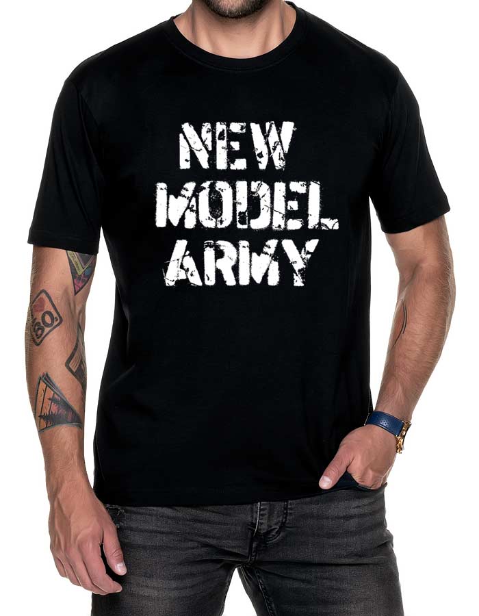 new model army tshirt meski muzyczny czarny white logo