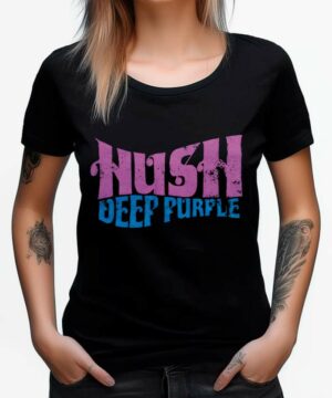 tshirt damski premium czarny deep purple hush wave