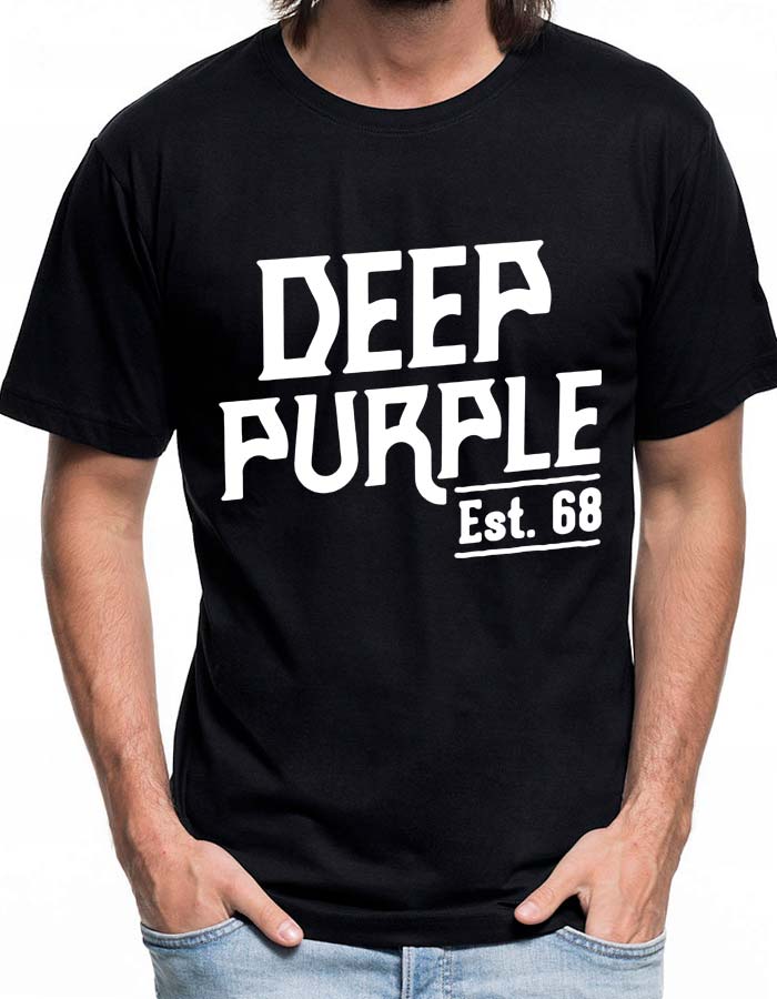 tshirt meski premium czarny deep purple EST68