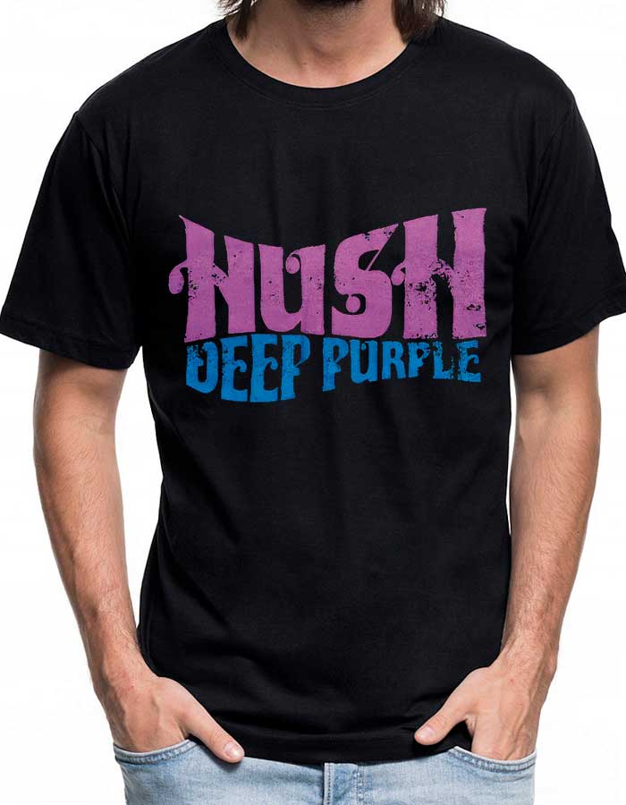 tshirt meski premium czarny deep purple hush wave