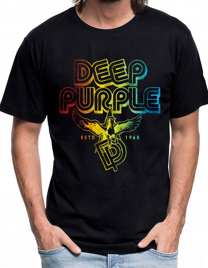 tshirt meski premium czarny deep purple pegasus