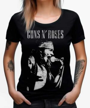 tshirt muzyczny damski czarny guns and roses axl rose