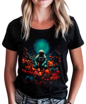 tshirt damski czarny kosmos Astral Bloom