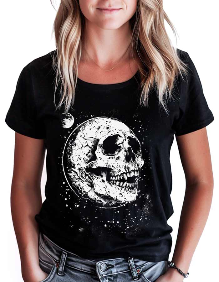 tshirt-damski-czarny-kosmos-Moonlit-Skull Moonlit Skull - obrazek 1