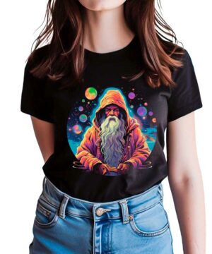 tshirt damski premium czarny Galactic Wizard
