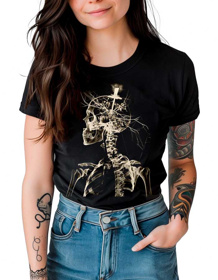 tshirt-damski-premium-czarny-Bone-Blossom Bone Blossom - obrazek 1