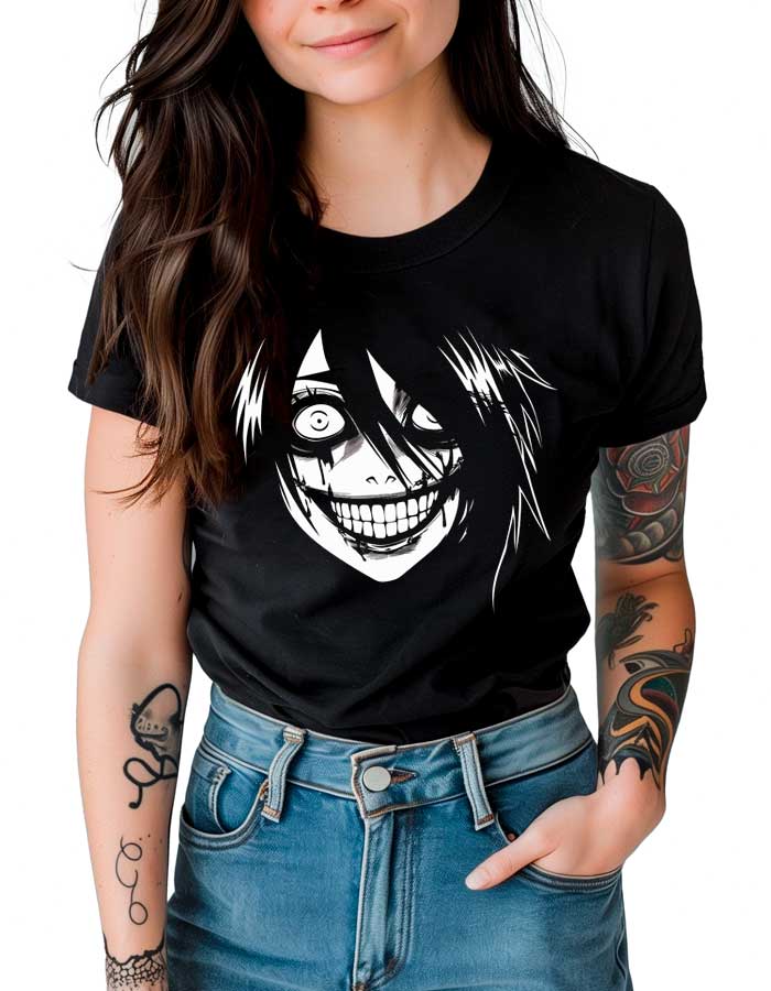 tshirt-damski-premium-czarny-Creepy-Smile