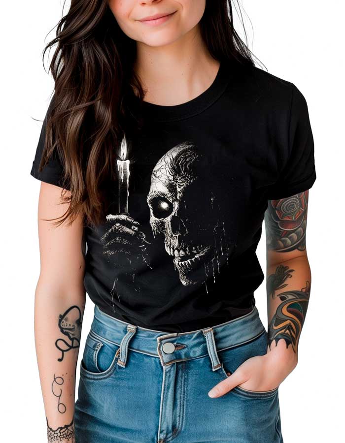 tshirt-damski-premium-czarny-Eerie-Candlelight Eerie Candlelight - obrazek 1