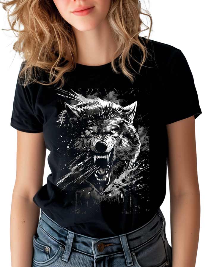 tshirt-damski-premium-czarny-Fury-of-the-Wolf Fury of the Wolf - obrazek 1