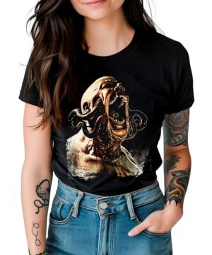 tshirt damski premium czarny Horrific Scream