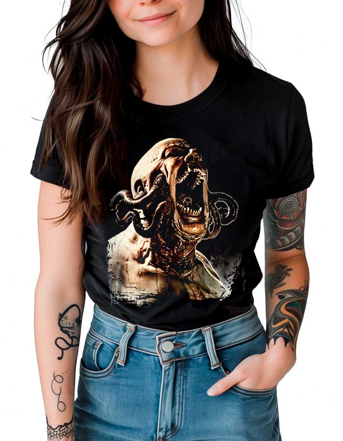 tshirt-damski-premium-czarny-Horrific-Scream Horrific Scream - obrazek 1